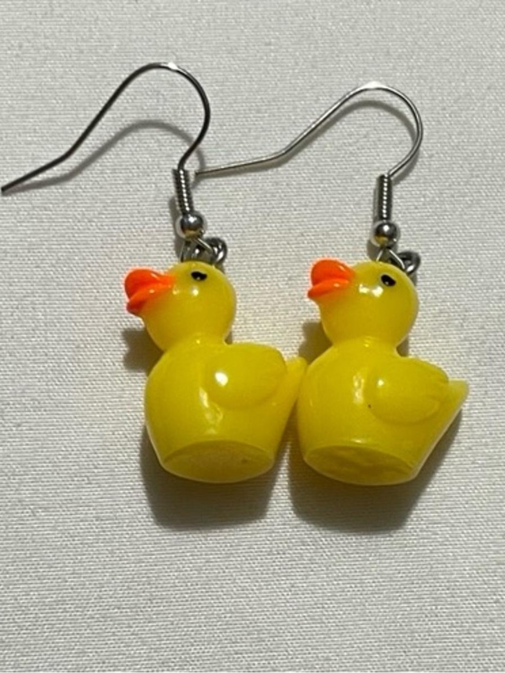 Cute Yellow Duck Kids Dangle Earrings - Playful Rubber Duck Design